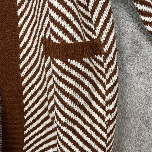 Fortune + Ivy Stitch Fix Sweater Womens Brown Stripe Cardigan Long Sleeve Pocket - Picture 6 of 9